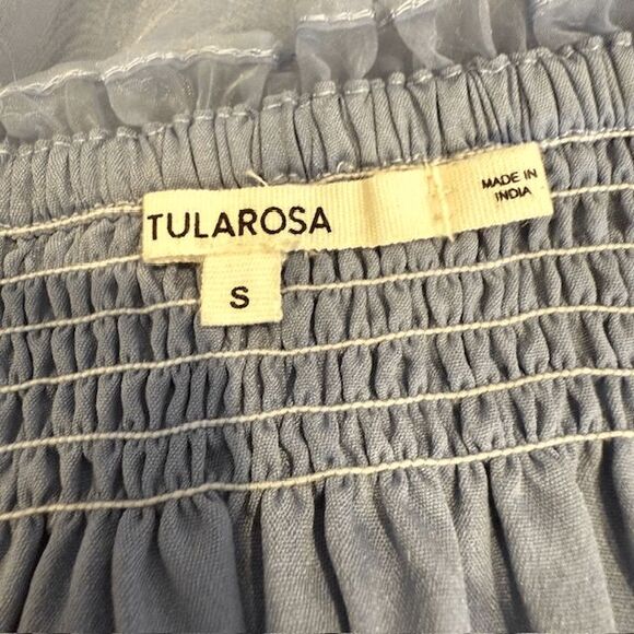 Tularosa Delaney Skirt in Vintage Blue Lined Organza Ruffles Elastic Waist Small - Picture 6 of 11